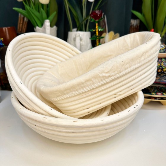 Sourdough Bread Proofing Basket, Oval & Round Banneton - Natural Rattan Rising Basket with Cloth Liners - Essential Baking Tools for Artisan, French, No-Knead Bread Making
